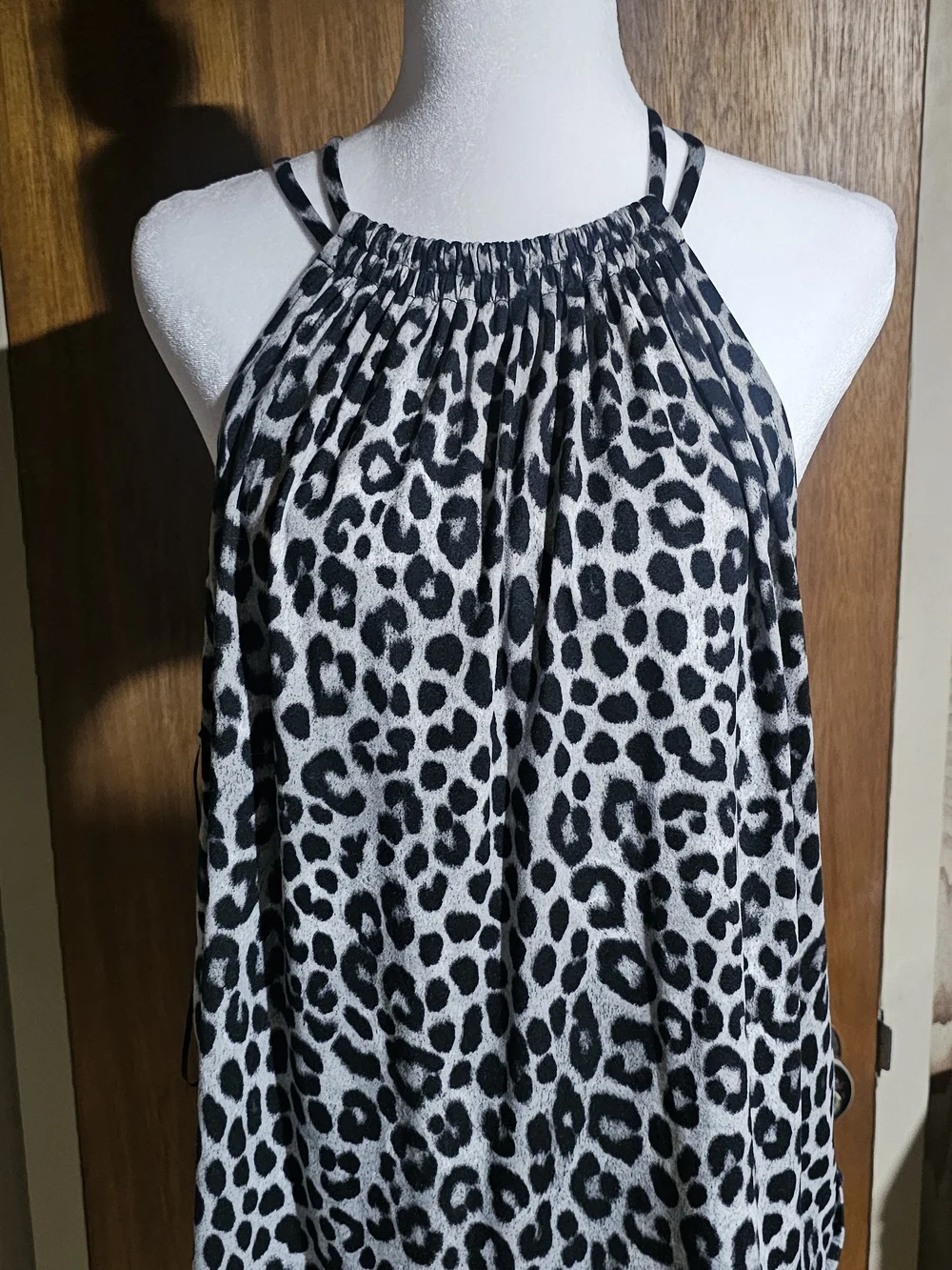 Michael Kors Black and White Leopard Halter Camisole